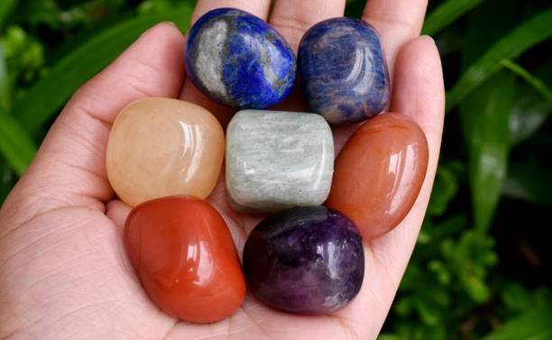 MIRAN AGATE Natural 7 Chakra Crystal Tumble Stone Kit
