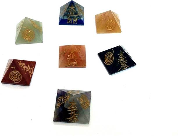 AIR9 SET OF 7 CHAKRA PYRAMIDS 4 REIKI SYMBOL ENGRAVED
